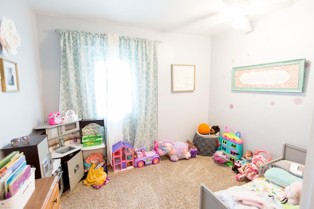 2758 220th St, Madison, MN 56256 - rec room with a ceiling fan and carpet flooring