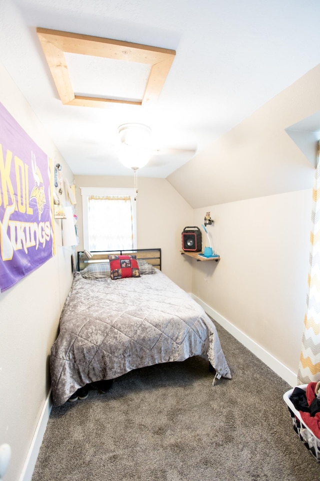 2758 220th St, Madison, MN 56256 - bedroom featuring carpet floors, baseboards, and lofted ceiling