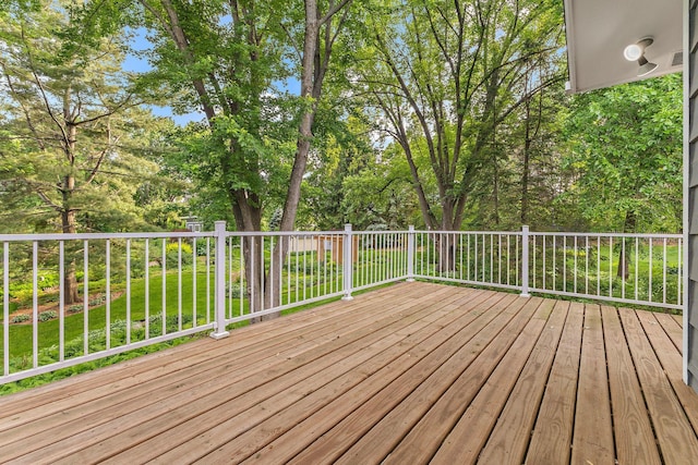 708 Brigadoon Cir, Shoreview, MN 55126 - wooden terrace with a yard and view of scattered trees