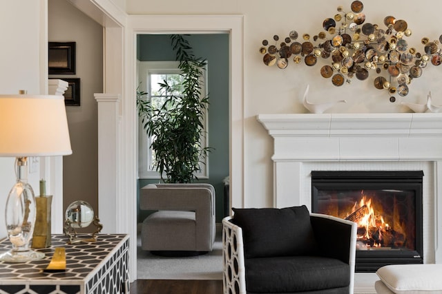 1824 Oliver Ave S, Minneapolis, MN 55405 - sitting room featuring a glass covered fireplace and wood finished floors