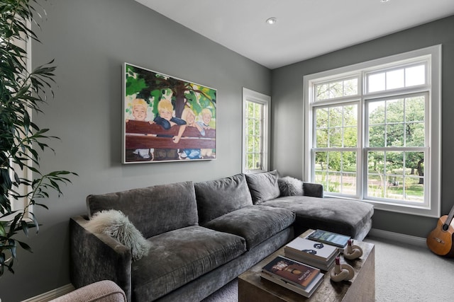 1824 Oliver Ave S, Minneapolis, MN 55405 - living area featuring plenty of natural light, carpet flooring, and baseboards