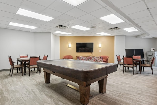 1425 28th St Unit 519, Minneapolis, MN 55408 - recreation room featuring light wood-style flooring, pool table, and a drop ceiling