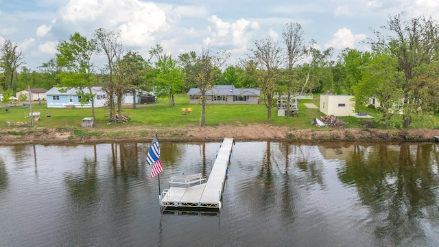 692 Round Lake Ln, Georgetown Twp, WI 54853 - dock featuring a water view and a yard