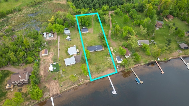 692 Round Lake Ln, Georgetown Twp, WI 54853 - view of property location with property parcel outlined and a large body of water
