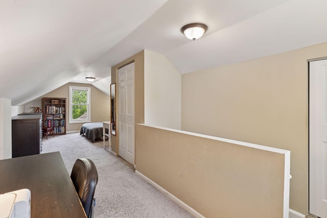 4034 Nokomis Ave, Minneapolis, MN 55406 - office with vaulted ceiling, baseboards, and carpet floors