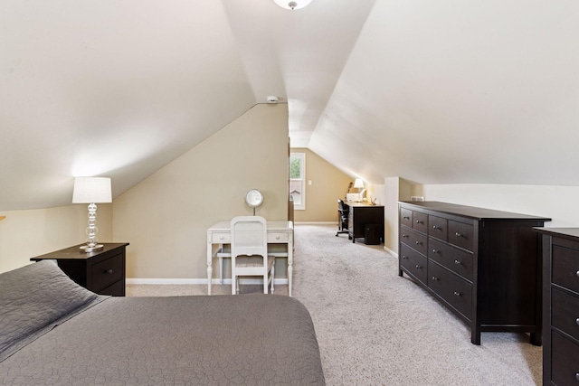 4034 Nokomis Ave, Minneapolis, MN 55406 - bedroom with vaulted ceiling, light carpet, and baseboards