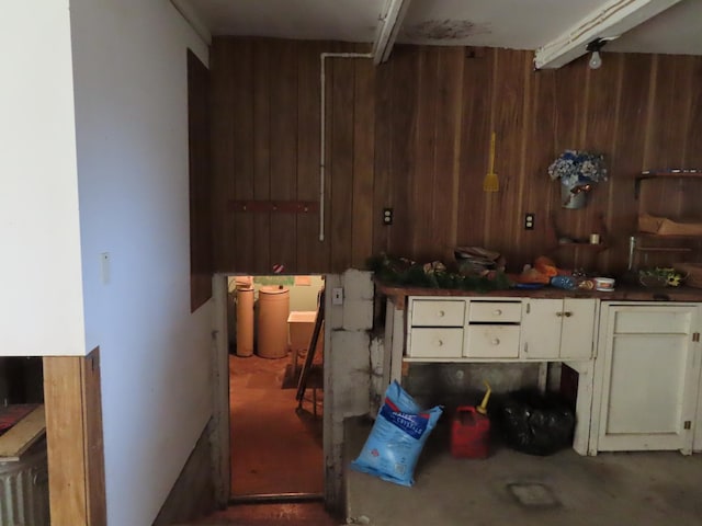 114 2nd St S, Truman, MN 56088 - misc room with unfinished concrete floors and wood walls