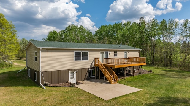 58885 County Road 136, Menahga, MN 56464 - rear view of property with a patio area, a deck, stairway, and a yard