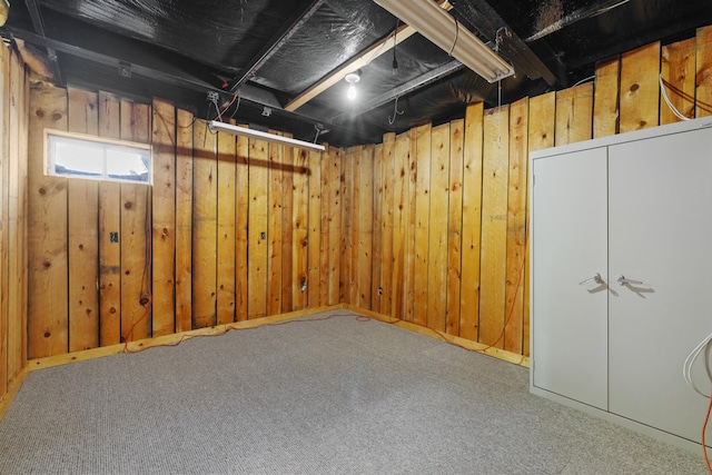 58885 County Road 136, Menahga, MN 56464 - below grade area with carpet flooring and wooden walls