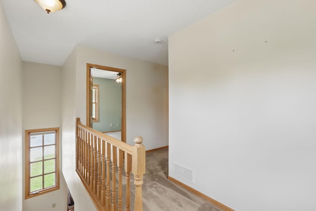 218 Owens St N, Stillwater, MN 55082 - hall with an upstairs landing, light colored carpet, and baseboards