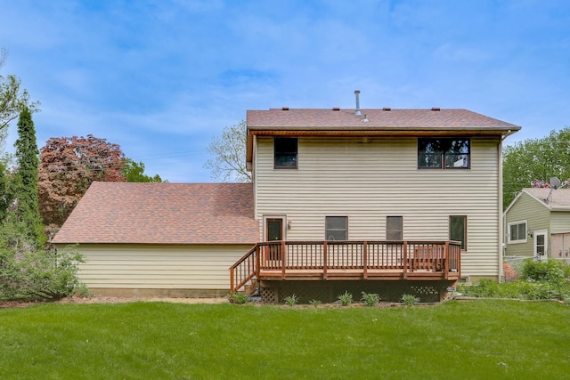 218 Owens St N, Stillwater, MN 55082 - back of house with a deck and a lawn
