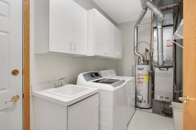842 Monet Ct, Mendota Heights, MN 55120 - laundry area with water heater, cabinet space, and washer and dryer