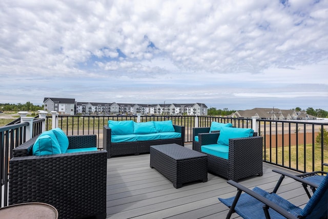 4329 141st Ln NW, Andover, MN 55304 - wooden terrace featuring outdoor lounge area and a residential view