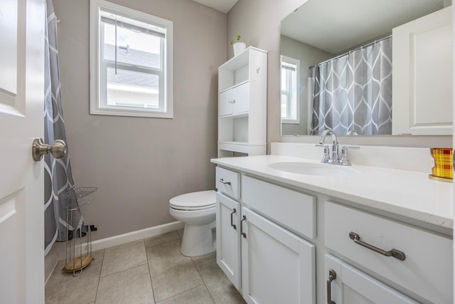 4329 141st Ln NW, Andover, MN 55304 - bathroom with vanity, toilet, baseboards, and tile patterned floors