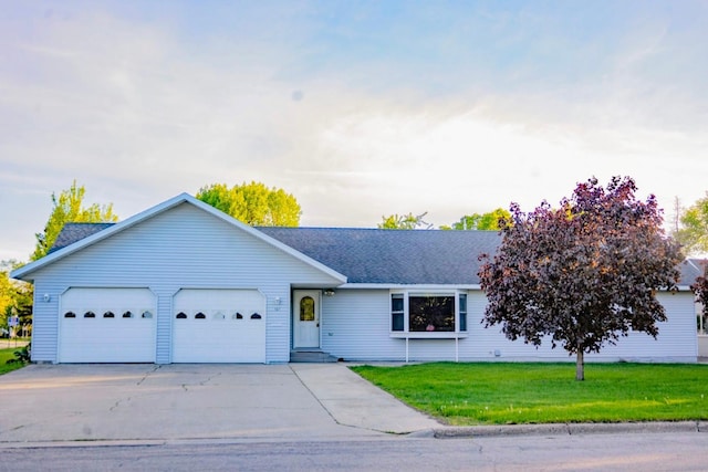 101 6th St NW, Perham, MN 56573 - single story home with an attached garage, driveway, a front lawn, and roof with shingles