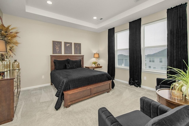 20555 Greenwood Ave, Lakeville, MN 55044 - bedroom featuring baseboards, carpet floors, recessed lighting, and a tray ceiling