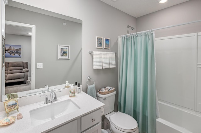 1259 Lower 143rd St E, Rosemount, MN 55068 - bathroom with shower / bath combo, toilet, vanity, and recessed lighting
