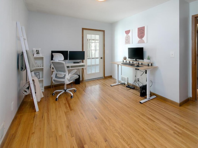 office featuring light wood-type flooring