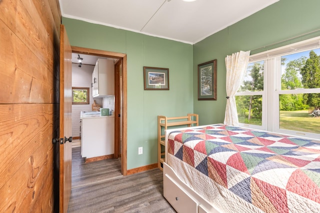 1605 White Ash Ln, Apple River Twp, WI 54810 - bedroom with crown molding and wood finished floors