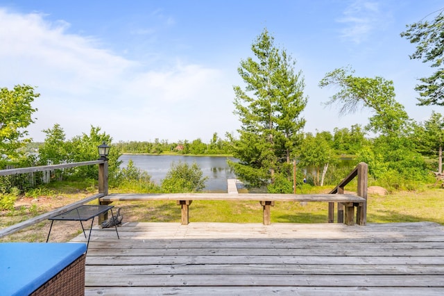1605 White Ash Ln, Apple River Twp, WI 54810 - wooden deck with a water view