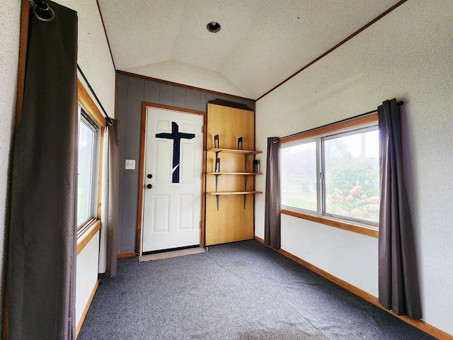 200 Jessie St, Marble, MN 55764 - carpeted entrance foyer featuring lofted ceiling and baseboards