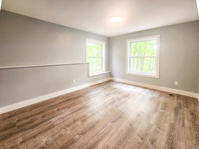 8586 Graves Lake Rd NE, Remer, MN 56672 - unfurnished room with wood finished floors, plenty of natural light, and baseboards