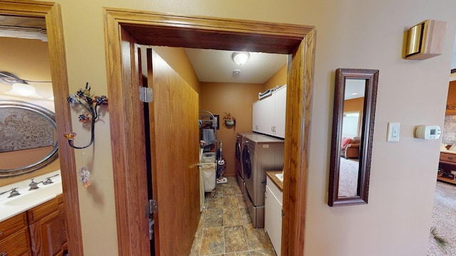 1720 Hale Dr, Albert Lea, MN 56007 - hall featuring independent washer and dryer and a sink