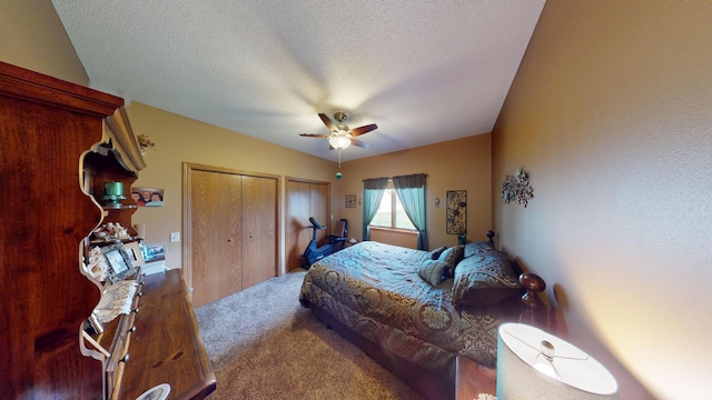 1720 Hale Dr, Albert Lea, MN 56007 - carpeted bedroom with a textured ceiling and ceiling fan
