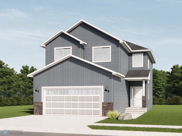 2523 36th Ave S, Moorhead, MN 56560 - view of front of property featuring stone siding, driveway, and a front yard
