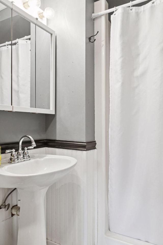 10194 Jewell St NE, Blaine, MN 55014 - full bath featuring a sink and a wainscoted wall