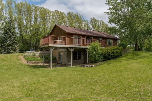 24058 610th Ave, Madison Lake, MN 56063 - back of property featuring a deck and a lawn