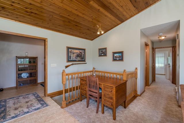 24058 610th Ave, Madison Lake, MN 56063 - dining room with vaulted ceiling, wooden ceiling, and baseboards
