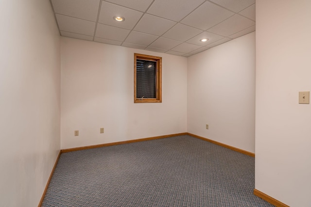 24058 610th Ave, Madison Lake, MN 56063 - spare room featuring carpet flooring, baseboards, recessed lighting, and a drop ceiling