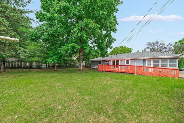 3013 64th Ave N, Brooklyn Center, MN 55429 - view of yard with a wooden deck and a sunroom