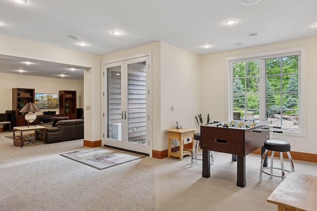 2442 Meeting St, Minnetonka, MN 55391 - rec room with carpet flooring, baseboards, and recessed lighting