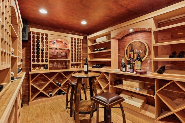 2442 Meeting St, Minnetonka, MN 55391 - wine area featuring recessed lighting and wood walls