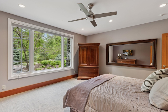 2442 Meeting St, Minnetonka, MN 55391 - carpeted bedroom featuring baseboards, recessed lighting, and ceiling fan