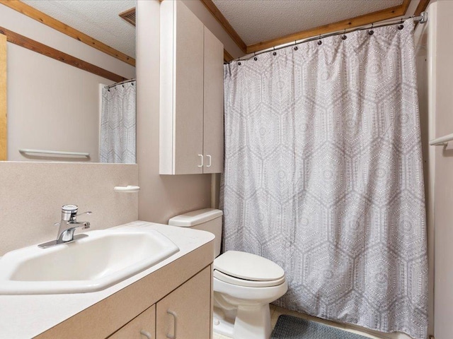 27620 Island View Dr, Park Rapids, MN 56470 - bathroom featuring toilet, vanity, and a shower with shower curtain