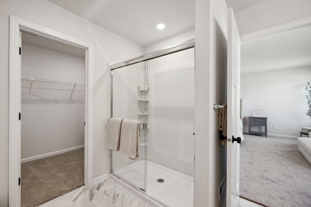 6570 Jody Ave S, Cottage Grove, MN 55016 - full bathroom with a shower stall, a walk in closet, and baseboards