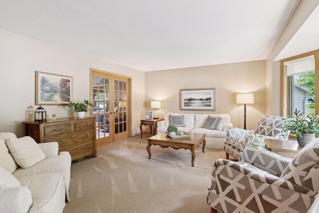 4650 Cottonwood Ln N, Plymouth, MN 55442 - carpeted living area featuring french doors