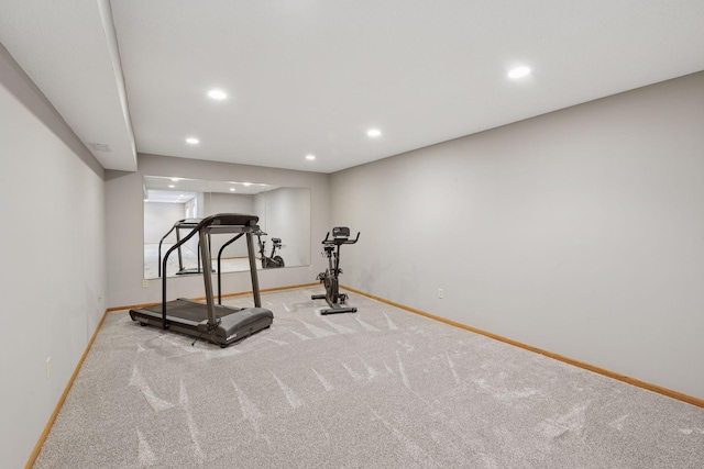4650 Cottonwood Ln N, Plymouth, MN 55442 - exercise area featuring carpet flooring and recessed lighting