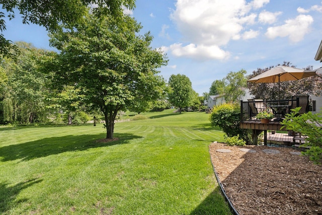 4650 Cottonwood Ln N, Plymouth, MN 55442 - view of green lawn featuring a deck
