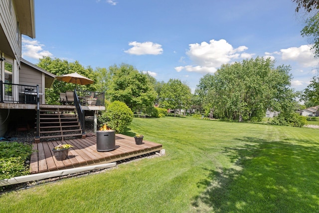 4650 Cottonwood Ln N, Plymouth, MN 55442 - view of grassy yard featuring a wooden deck