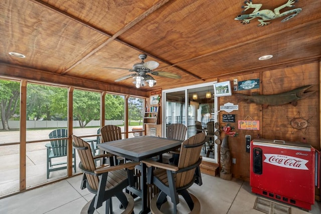 2511 Carver Ave E, Maplewood, MN 55119 - sunroom / solarium with ceiling fan, plenty of natural light, and outdoor dining space