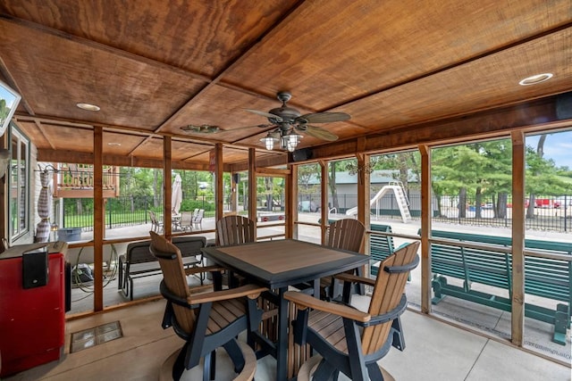 2511 Carver Ave E, Maplewood, MN 55119 - sunroom / solarium with a ceiling fan and outdoor dining space