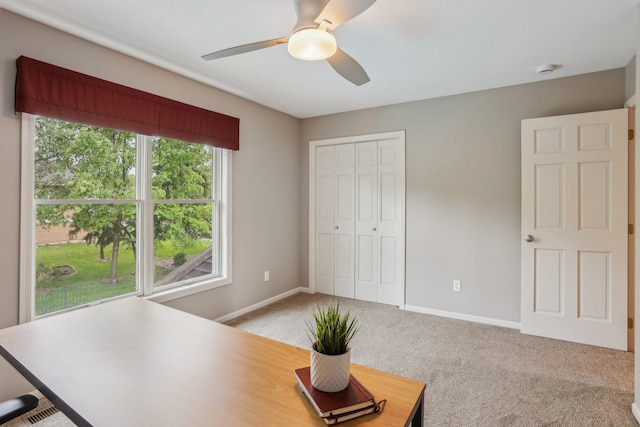 11560 Ashley Ct, Eagan, MN 55077 - unfurnished office with light carpet, a ceiling fan, and baseboards