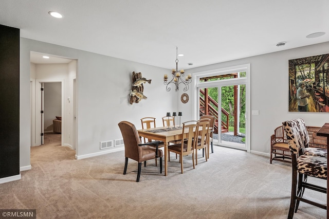 7023 61st St S, Cottage Grove, MN 55016 - carpeted dining area featuring a chandelier, baseboards, and recessed lighting