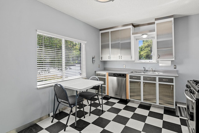 3372 Texas Ave S, Saint Louis Park, MN 55426 - kitchen with stainless steel appliances, dark flooring, light countertops, a sink, and healthy amount of natural light