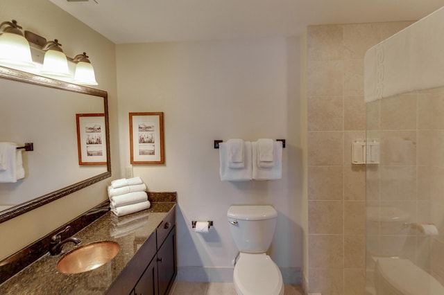 502 Cleveland Blvd W Unit 2400, Walker, MN 56484 - full bath featuring toilet, vanity, a tile shower, and baseboards