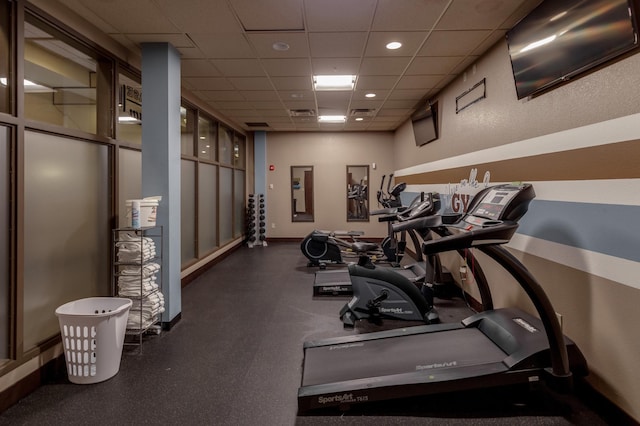 502 Cleveland Blvd W Unit 2400, Walker, MN 56484 - exercise room with a drop ceiling, baseboards, and recessed lighting